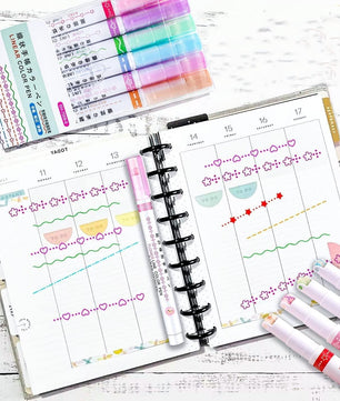 Curve Highlighter Roller Pens Set – 6 Colorful Pattern Markers for Journaling & Crafting