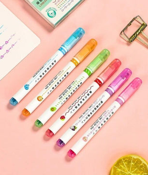 Curve Highlighter Roller Pens Set – 6 Colorful Pattern Markers for Journaling & Crafting