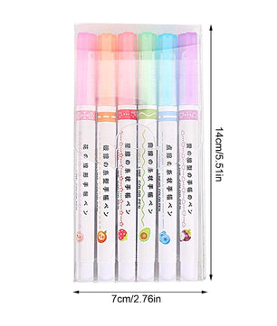 Curve Highlighter Roller Pens Set – 6 Colorful Pattern Markers for Journaling & Crafting