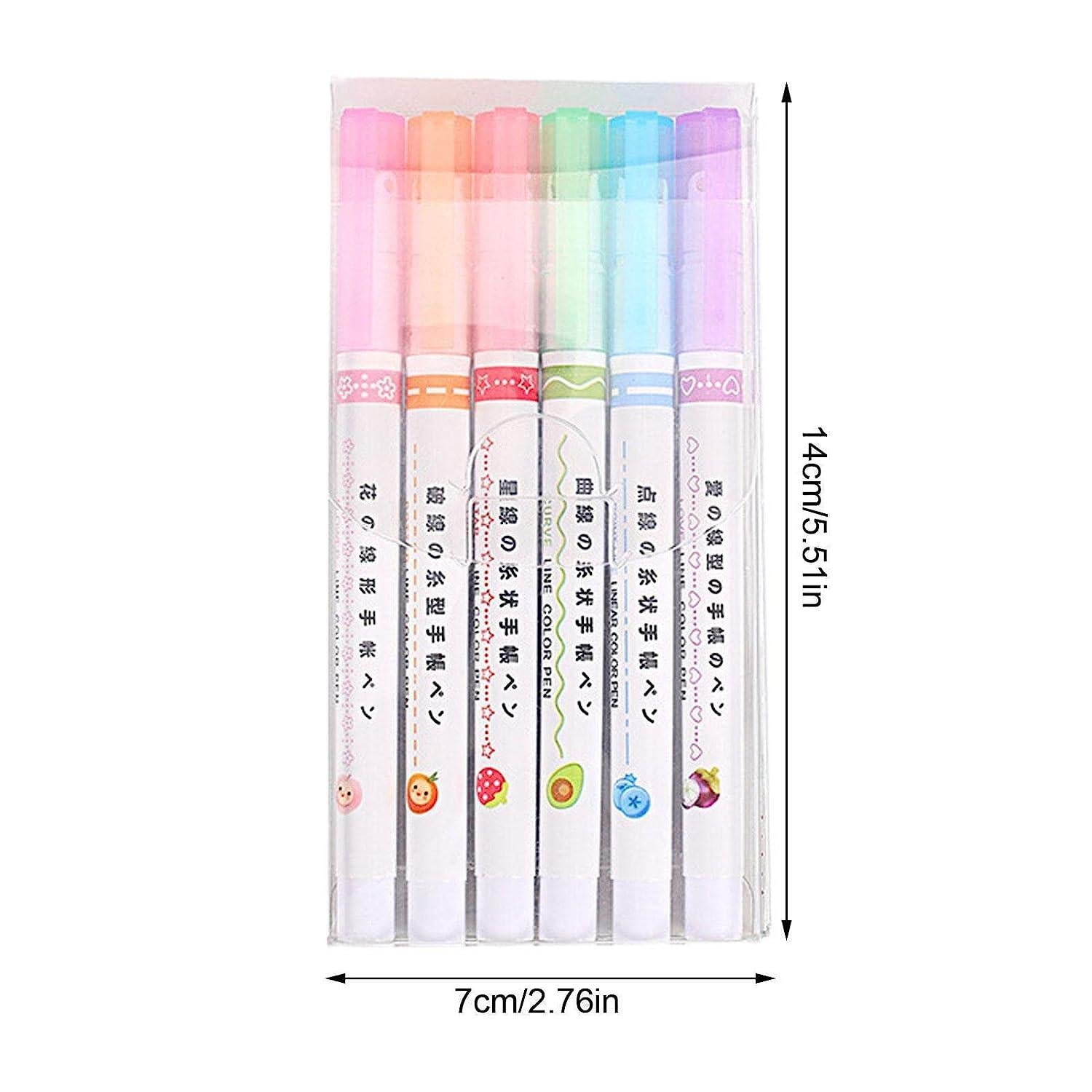 Curve Highlighter Roller Pens Set – 6 Colorful Pattern Markers for Journaling & Crafting