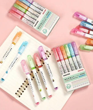 Curve Highlighter Roller Pens Set – 6 Colorful Pattern Markers for Journaling & Crafting