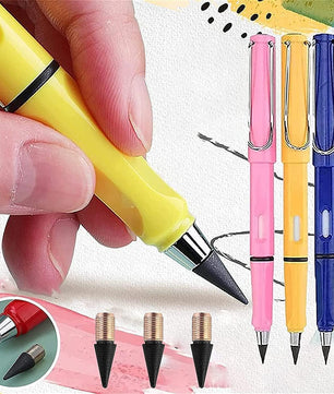 Everlasting Inkless Pencils – Portable Reusable Metal Writing Pens with Replaceable Nib (Pack of 4)