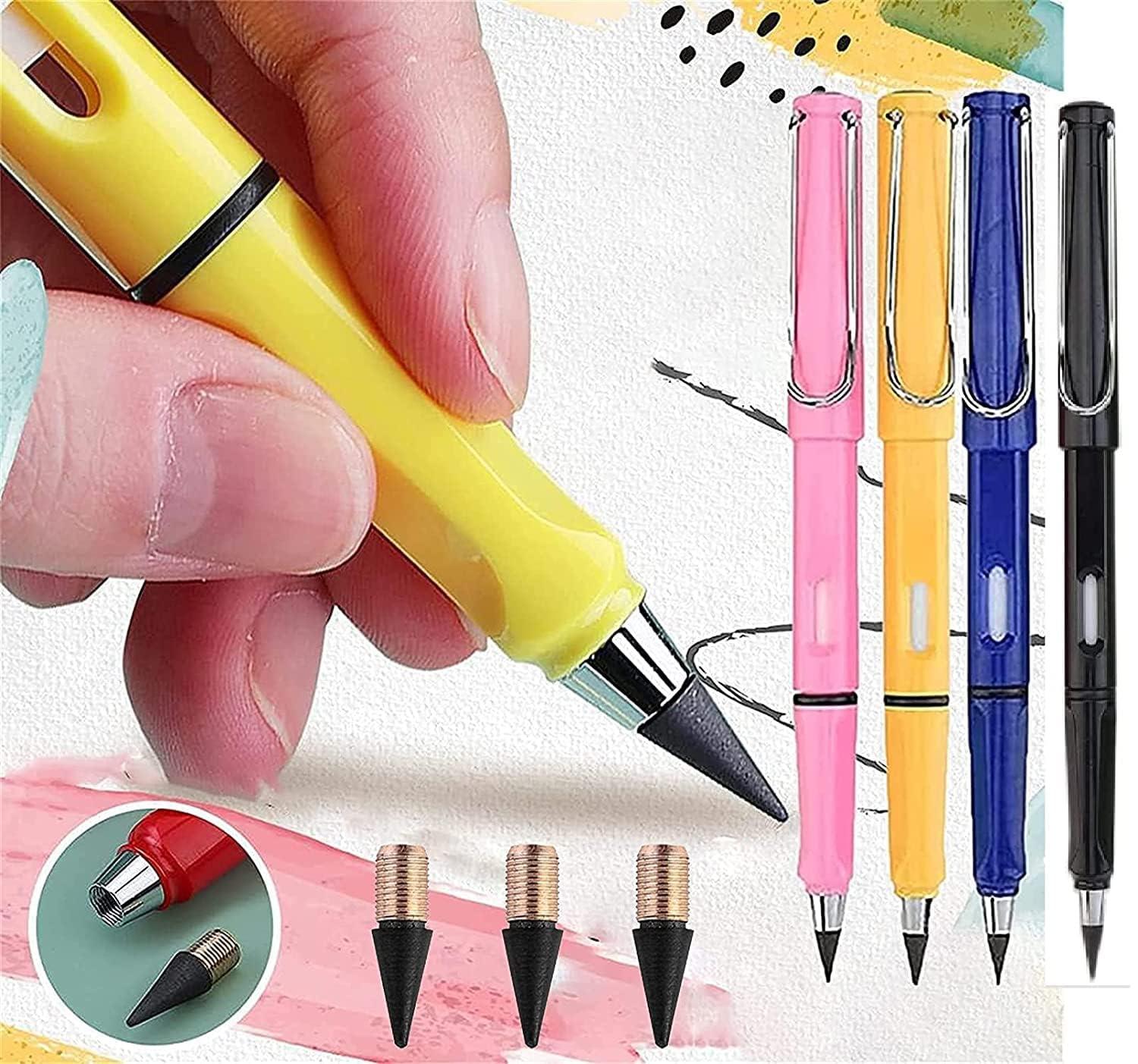 Everlasting Inkless Pencils – Portable Reusable Metal Writing Pens with Replaceable Nib (Pack of 4)