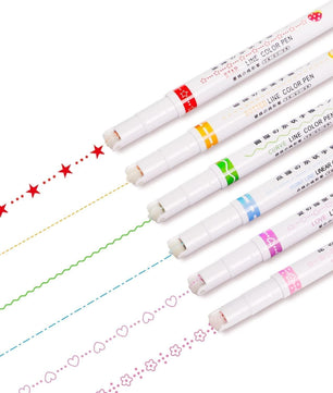 Curve Highlighter Roller Pens Set – 6 Colorful Pattern Markers for Journaling & Crafting