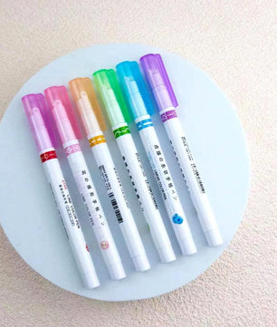Curve Highlighter Roller Pens Set – 6 Colorful Pattern Markers for Journaling & Crafting
