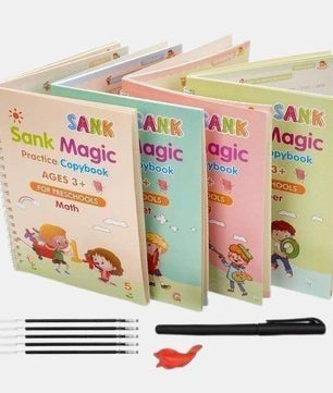 Sank Magic Practice Copybook Set – 4 Books with Magic Pen, Grip & 10 Refills