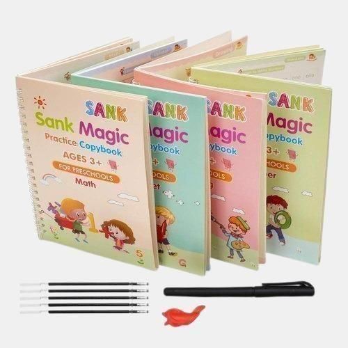 Sank Magic Practice Copybook Set – 4 Books with Magic Pen, Grip & 10 Refills