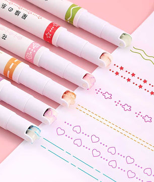 Curve Highlighter Roller Pens Set – 6 Colorful Pattern Markers for Journaling & Crafting
